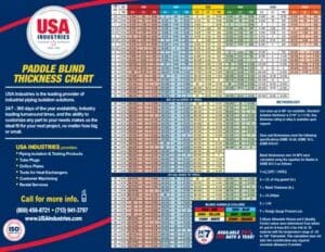 USA Industries ASME Paddle Blind Thickness Specifications Chart Image Icon