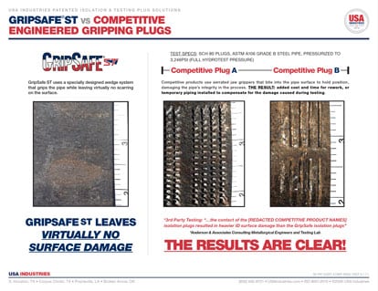 1 - GripSafe®ST Competitive Gripping Plug Pipe Surface Testing
