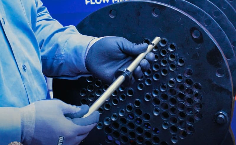 One-Rev internal tube cutter at a heat exchanger tubesheet