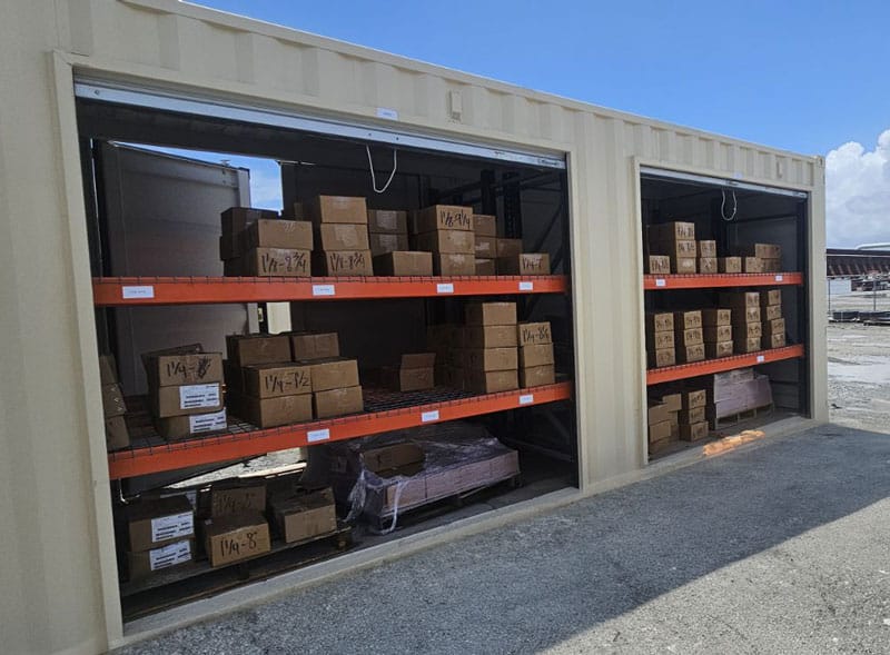 Plaquemines LNG Plant with 2 Open Bay Doors Inventory Container with Boxed Shoulder Plugs Onsite Managed Inventory Image