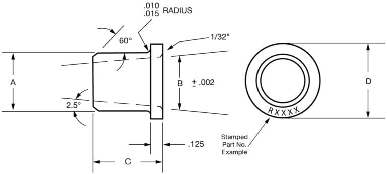 USA Industries Two-Piece Metal Tapered Tube Plug Cup CAD Illustration Drawing