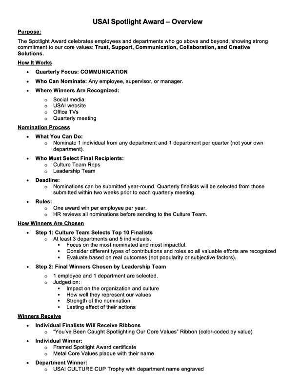 USA Industries Spotlight Award on COMMUNICATION Text Instructions Hero Image