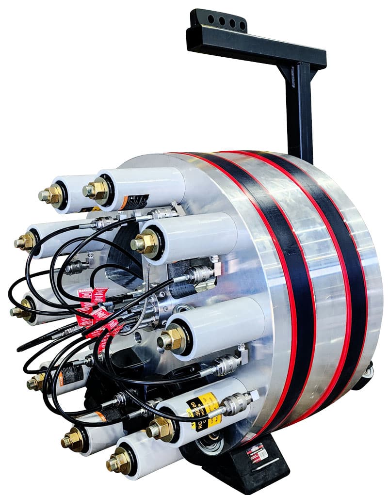 Custom rolling double block-and-bleed testing system for INVAR piping