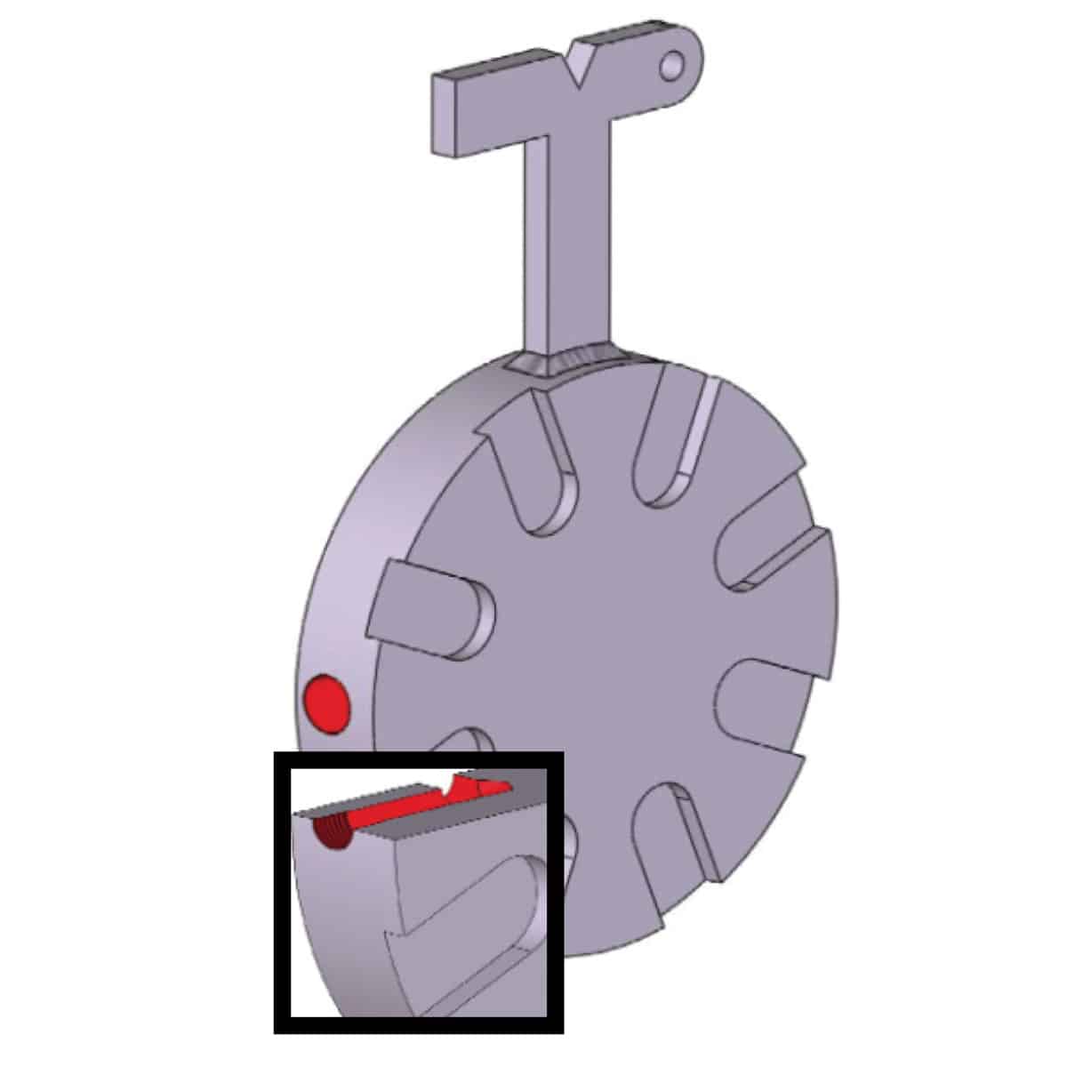 EZ Vent-Purge blind 3D model showing purge channels and vent port